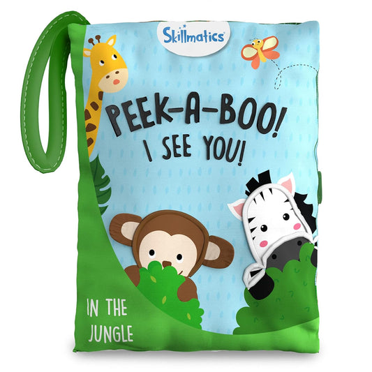 Skillmatics Peek-A-Boo Jungle Book - Soft Cloth Book for Baby, Infant & Toddler Toys, Crinkle Pages for Sensory Play, Gifts for Ages 6 Months and Up, Multicolor