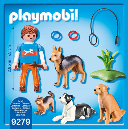 (Box Damaged) Playmobil 9279 City Life Dog Trainer Playset | 12-Piece Animal Training Toy Set with Trainer Figure, 3 Dogs & Accessories | Creative Role Play Toy for Kids Ages 4+ Years