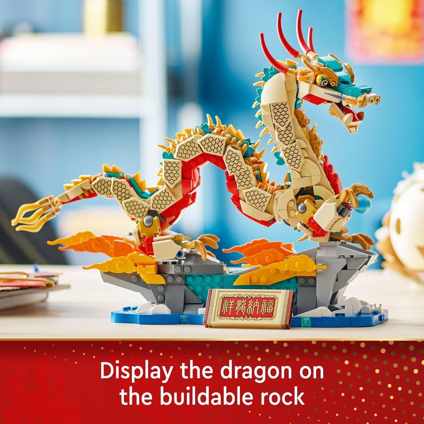 LEGO Spring Festival Auspicious Dragon Buildable Figure, Dragon Toy Building Set, Great Spring Festival Decoration or Unique Gift for Boys and Girls Ages 10 and Up, 80112