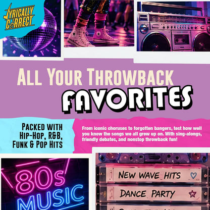 Lyrically Correct 80's Mixtape Edition | Music Card Game | Standalone Party Game for Families & Adults | 80s Pop, Funk, Hip-Hop & R&B