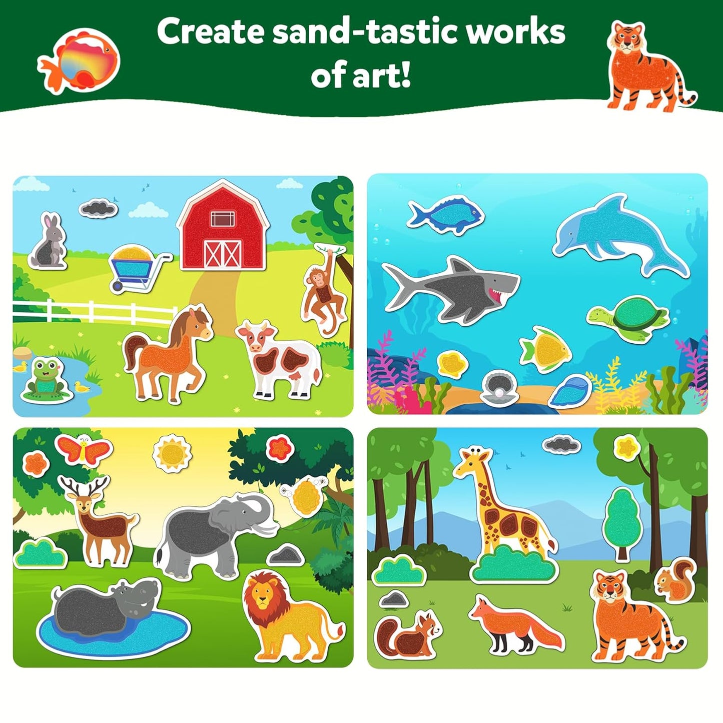 Skillmatics Art & Craft Activity - Sand-Tastic Art Animals, Sand Art for Kids, Craft Kits & Supplies, DIY Creative Activity, Gifts for Girls & Boys Ages 4, 5, 6, 7, 8, 9, 10