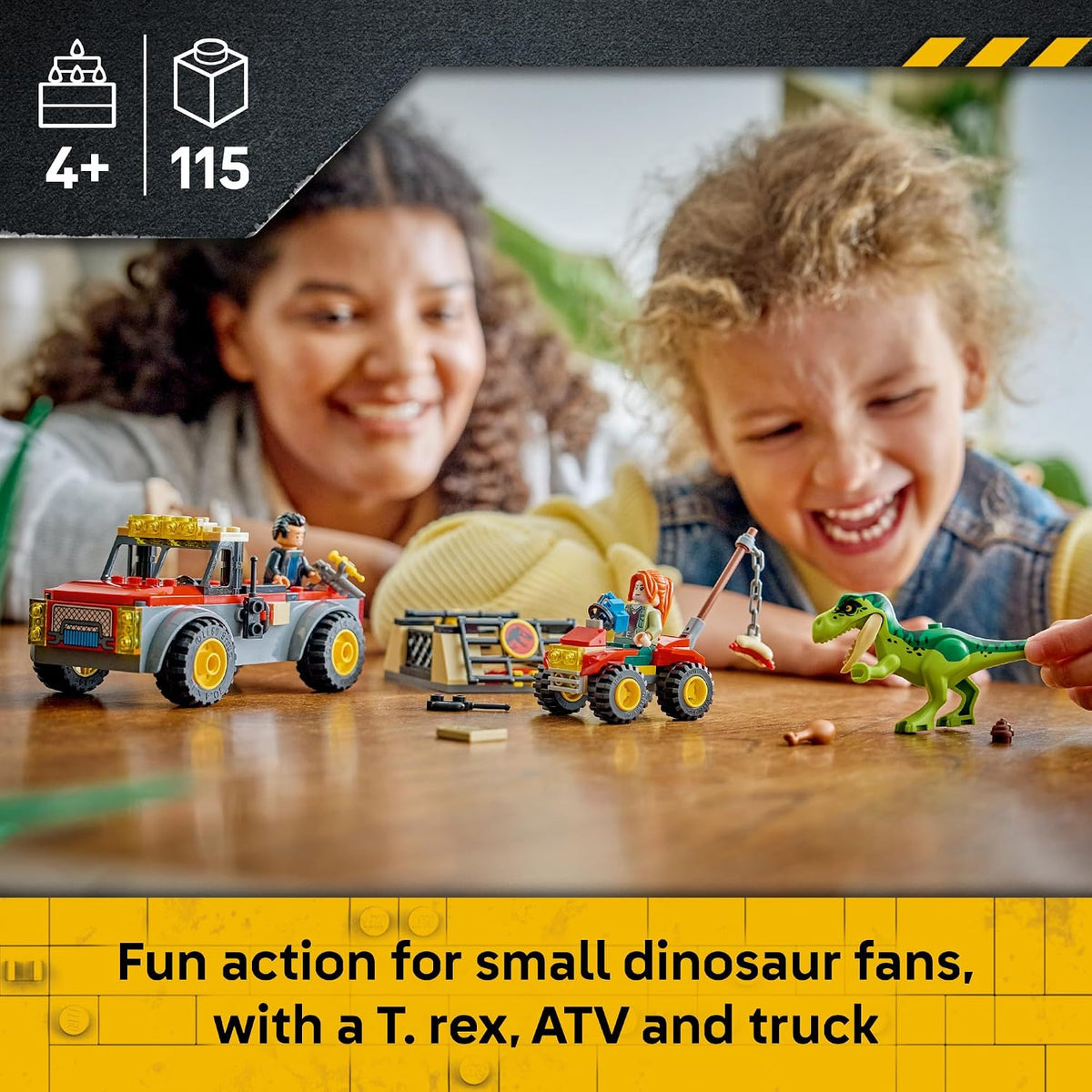 LEGO 77978 Jurassic World Young T. rex Transport Truck – Dinosaur Rescue Toy with Truck, ATV & 2 Minifigures, Ages 4+