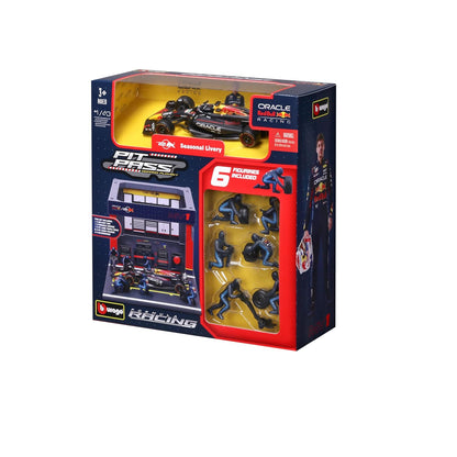 Bburago Oracle Red Bull Racing F1 Pit Pass Playset 1:43 Scale – RB19 Car with 6 Figures