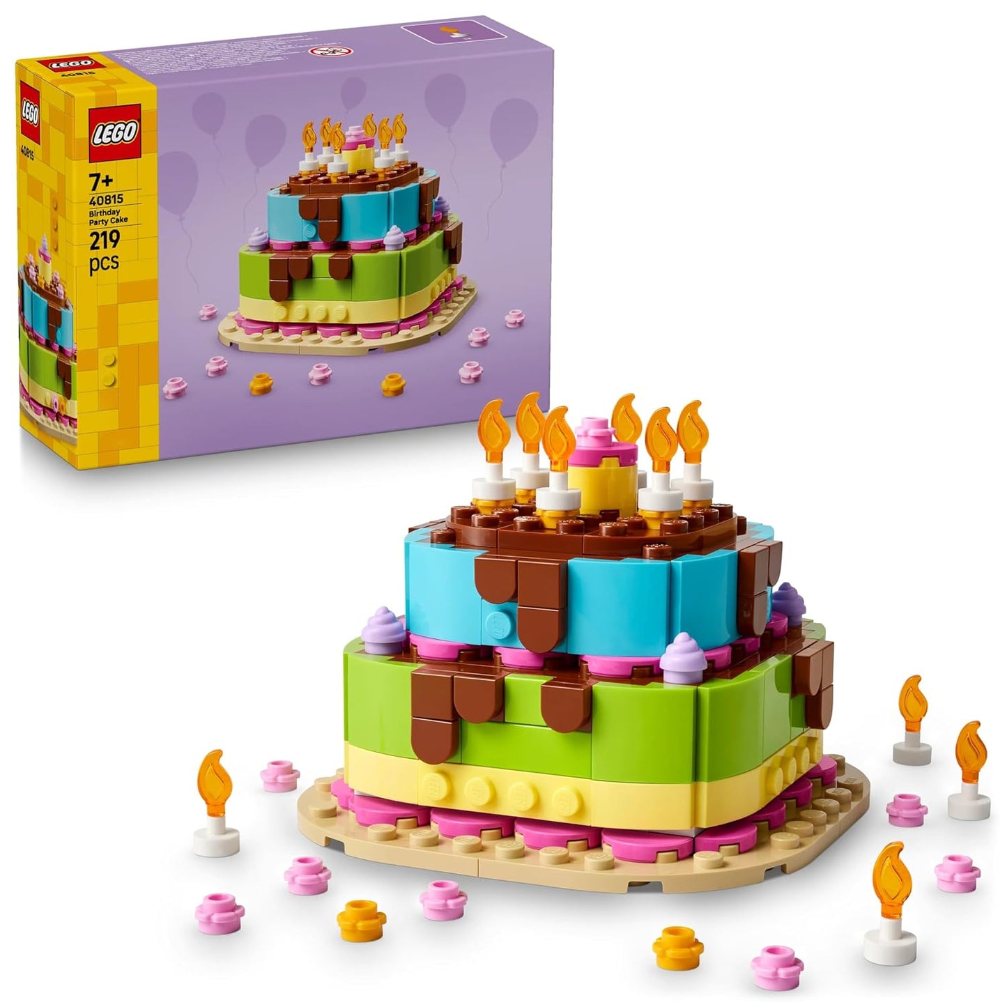 LEGO® Birthday Party Cake 40815 Customisable Decoration Set, 219 Pieces