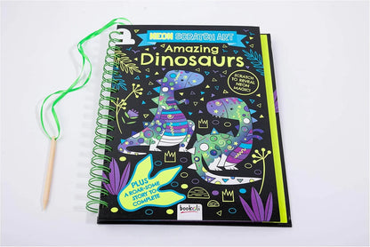 Dinosaur Scratch Art Activity Book for Kids –  Scratch Pages, Colouring Sheets, Stylus & Bonus Story