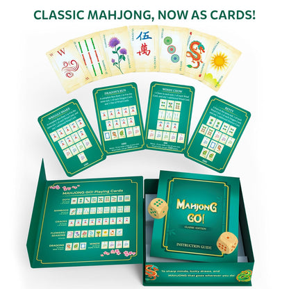 Gouda Games Mahjong Go! Card Game – Fast-Paced Travel Mahjong Strategy Game for 4 Players | Compact Mahjong Cards | Family & Party Game (Age 10+)