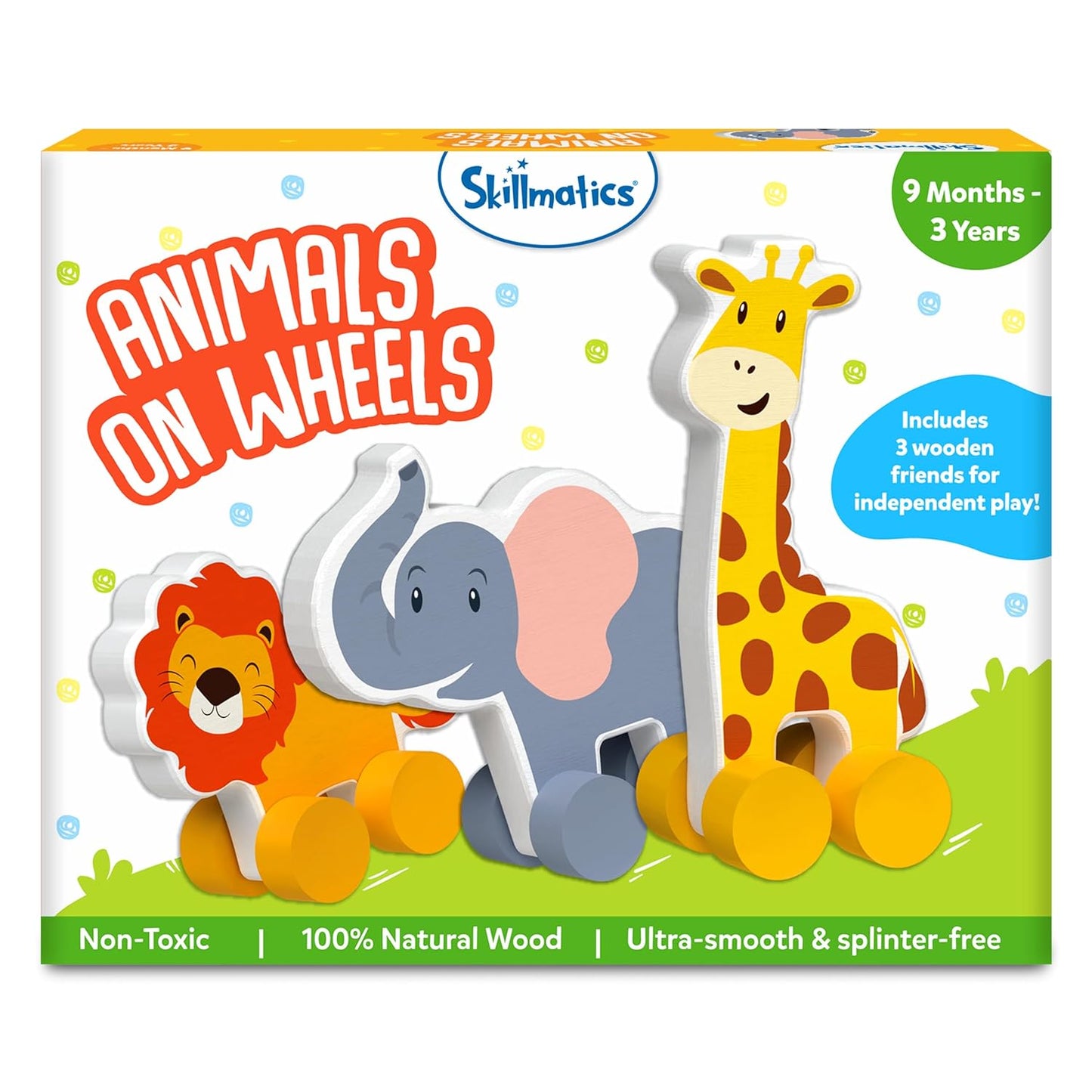 Skillmatics Wooden Animal Toys on Wheels, Imaginative Play for Toddlers, Educational Gifts for Infants 9 Months to 3 Years