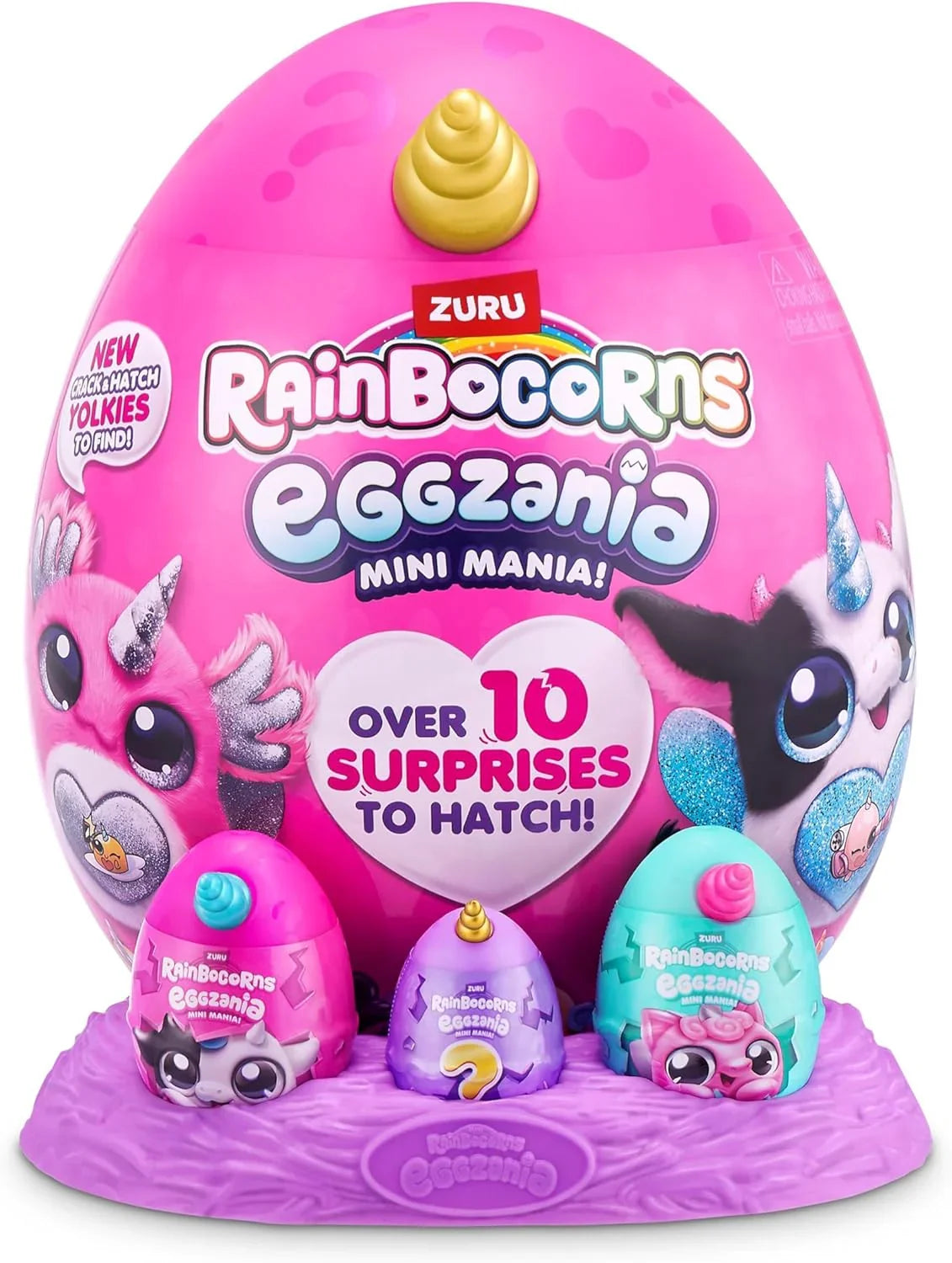 Rainbocorns Eggzania Surprise Mini Mania Series 1, Collectible Plush Stuffed Animal, Surprise Eggs, Stickers, DIY Jewelry, Slime, Ages 3+ Toys for girls - Jaiman Toys