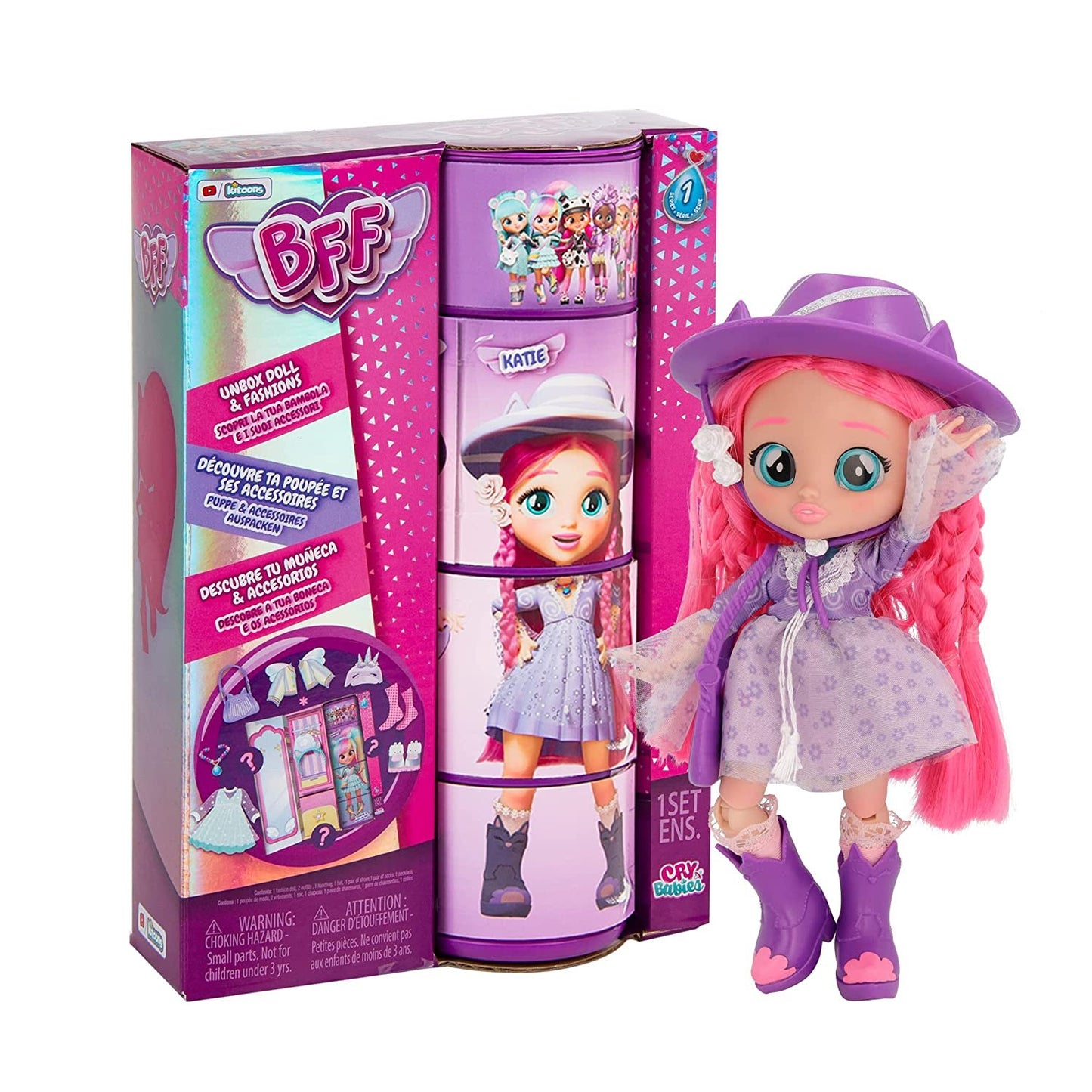 Cry Babies BFF Katie Fashion Doll with Surprises Including Outfit and Accessories for Fashion Toy