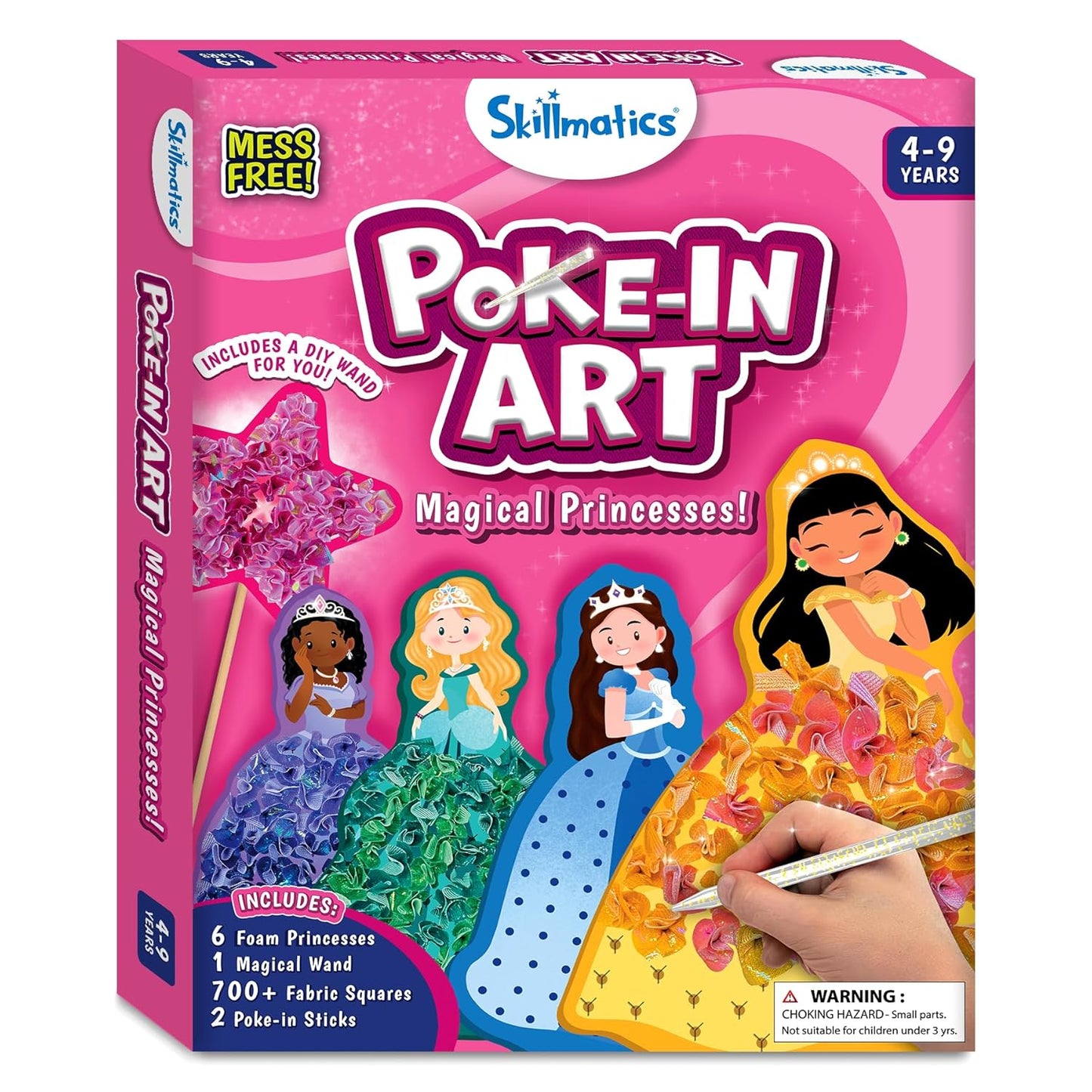 Skillmatics Art & Craft Activity - Poke-in Art Magical Princesses, Mess-Free Art for Kids, DIY Craft Kits, Creative Activity, Fine Motor Skills, Gifts for Girls & Boys Ages 4, 5, 6, 7, 8, 9