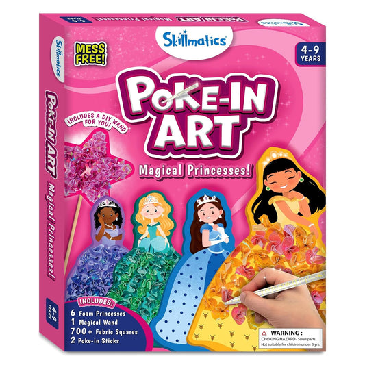 Skillmatics Art & Craft Activity - Poke-in Art Magical Princesses, Mess-Free Art for Kids, DIY Craft Kits, Creative Activity, Fine Motor Skills, Gifts for Girls & Boys Ages 4, 5, 6, 7, 8, 9