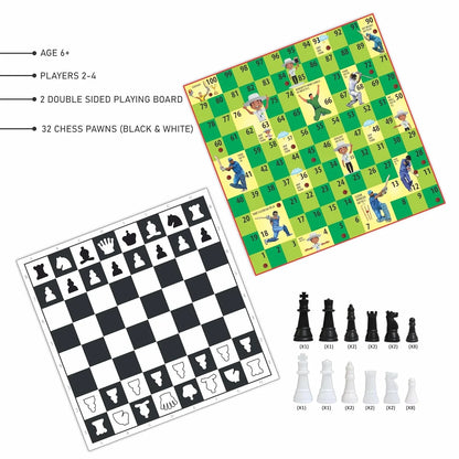 Ankit Toys 4-in-1 Family Game Set – 30×30 cm Multi Board for Kids & Adults