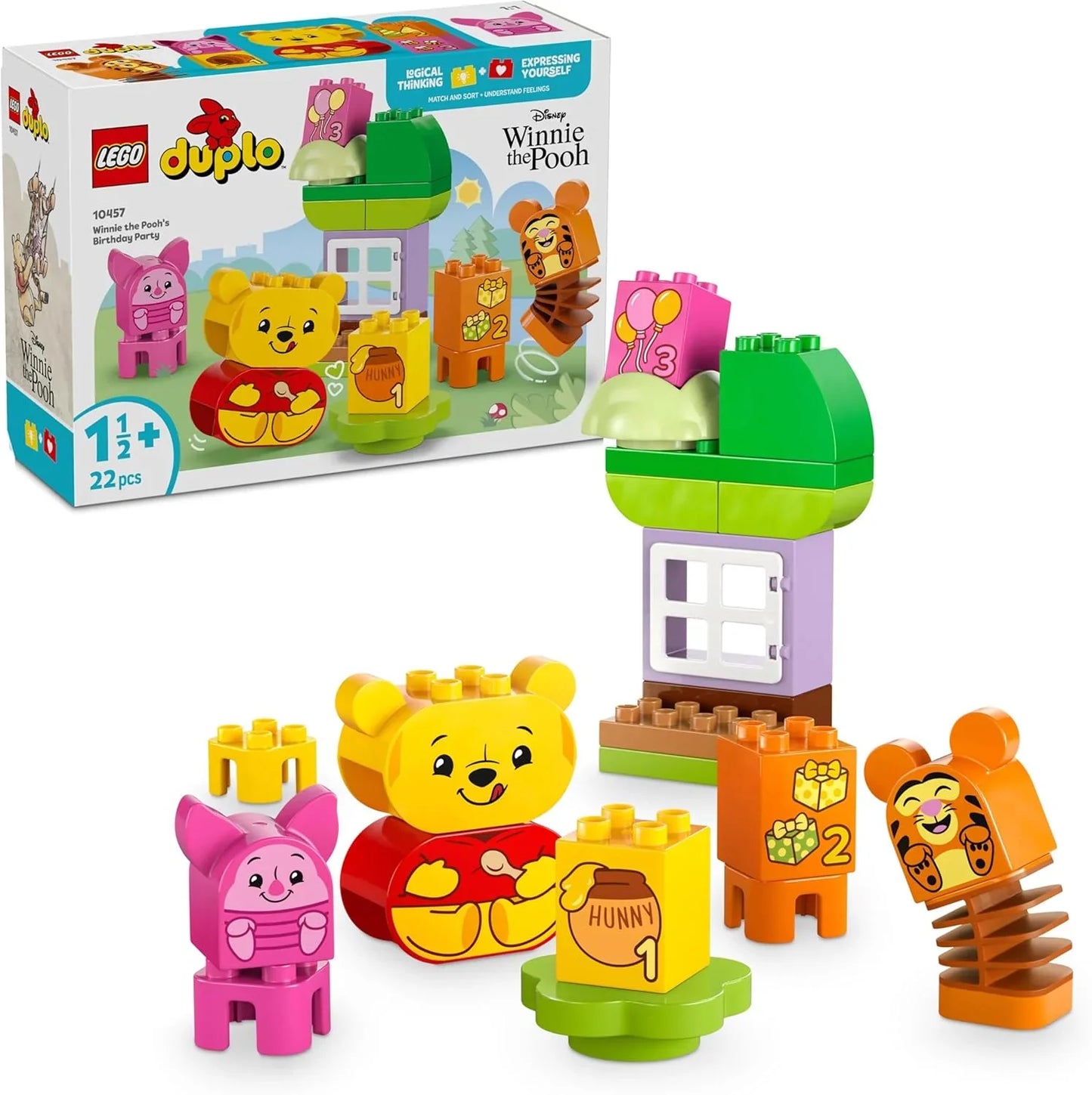 LEGO DUPLO 10457 Disney Winnie the Pooh’s Birthday Party Building Toy - Educational Playset with 3 Figures incl. Tigger and Piglet - Birthday Gift Idea for 1.5 Plus Year Old Toddlers, Boys & Girls