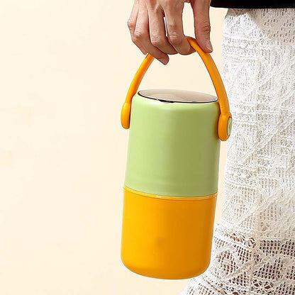Double Layer Stainless Steel Lunch Pot 820ml with Foldable Spoon | 530ml + 290ml Insulated Food Container for School, Office & Travel
