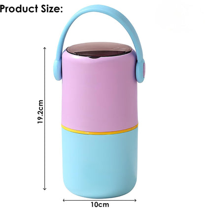 Double Layer Stainless Steel Lunch Pot 820ml with Foldable Spoon | 530ml + 290ml Insulated Food Container for School, Office & Travel