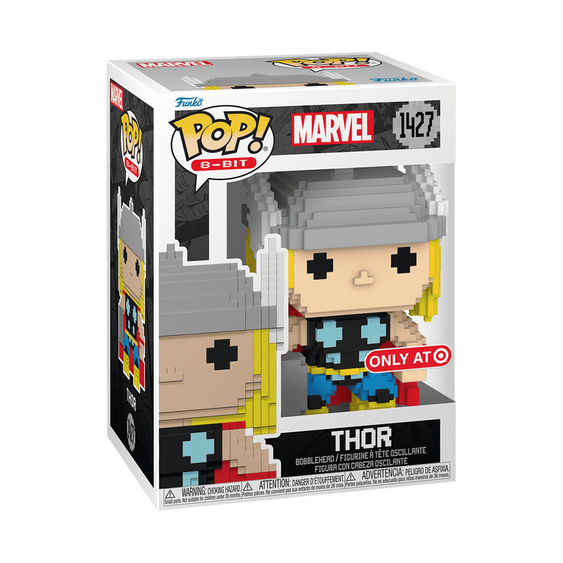 Funko Pop 8-Bit Marvel Thor #1427 Vinyl Bobblehead Figure – Retro Pixel Style Marvel Superhero Collectible with Window Display Box