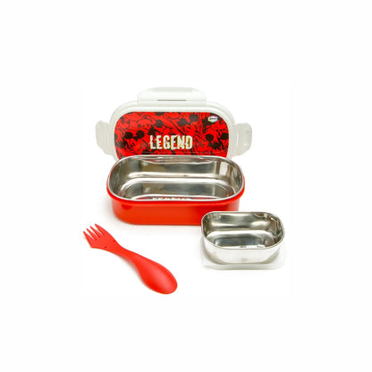 Disney Mickey Mouse Kids Stainless Steel Lunch Box with Snack Container | 800ml School Bento Tiffin Box with Fork | Portable Food Storage Container