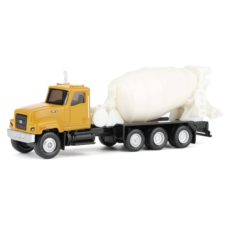 CAT Diecast Masters Real Replicas 84664CS CT681 Concrete Mixer Truck 1:87 Scale Die-Cast Model for HO Layouts, Construction Dioramas, Collectors & Display – Yellow/White, Ages 8+