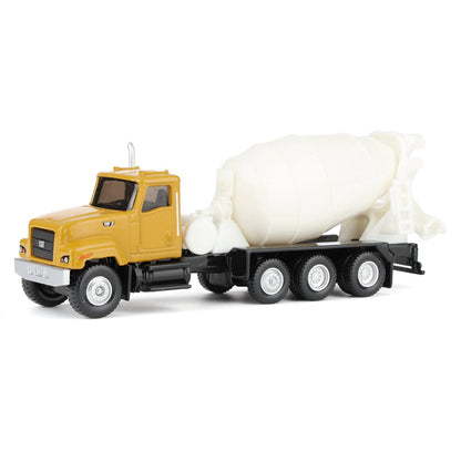CAT Diecast Masters Real Replicas 84664CS CT681 Concrete Mixer Truck 1:87 Scale Die-Cast Model for HO Layouts, Construction Dioramas, Collectors & Display – Yellow/White, Ages 8+