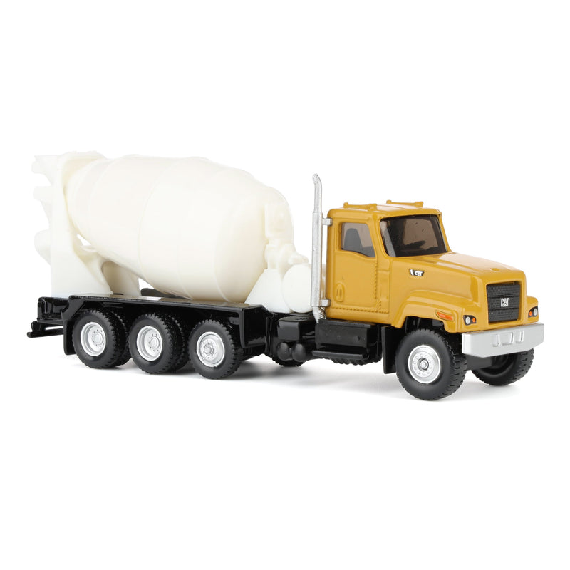 CAT Diecast Masters Real Replicas 84664CS CT681 Concrete Mixer Truck 1:87 Scale Die-Cast Model for HO Layouts, Construction Dioramas, Collectors & Display – Yellow/White, Ages 8+