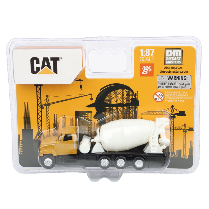 CAT Diecast Masters Real Replicas 84664CS CT681 Concrete Mixer Truck 1:87 Scale Die-Cast Model for HO Layouts, Construction Dioramas, Collectors & Display – Yellow/White, Ages 8+