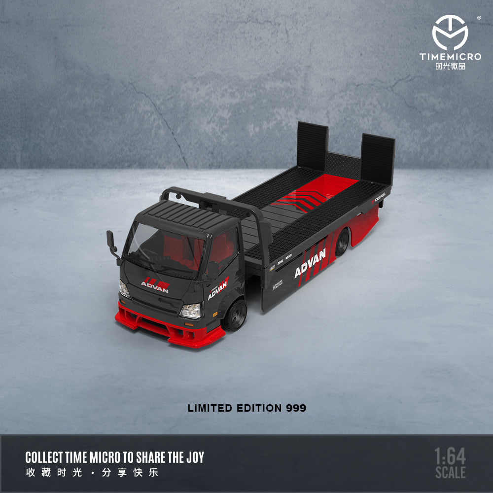 Time Micro 1:64 H300 Flatbed Transport Trailer – Advan Livery Die-Cast Model Truck for Collectors