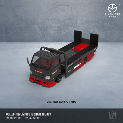 Time Micro 1:64 H300 Flatbed Transport Trailer – Advan Livery Die-Cast Model Truck for Collectors