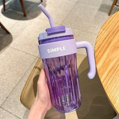 Simple Coffee Tumbler Leak-Resistant Lid & Handle with Straw (920 ml) - Jaiman Toys
