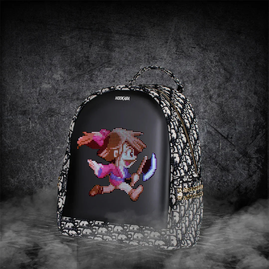 HOOKABA Dazz Roll Women’s LED Backpack – App-Controlled Pixel Display, Stylish Waterproof Bag (14L) - Gray - Jaiman Toys