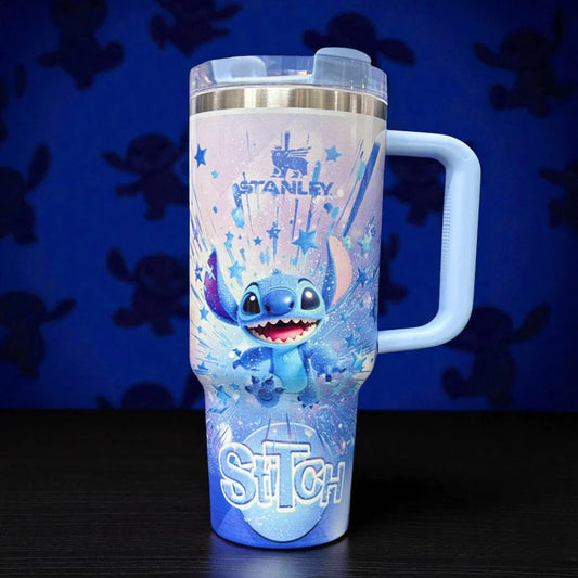 Stanley Stitch Travel Mug – 20 oz Stainless Steel Insulated Cup with Handle (Blue) - Jaiman Toys