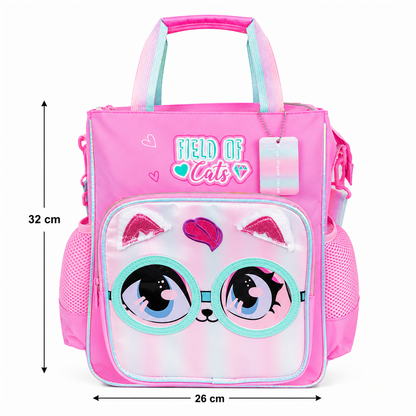 Vest Field of Cats Kids Backpack (32 x 26 cm) | Cute Cat-Themed School & Activity Bag with Side Mesh Pockets