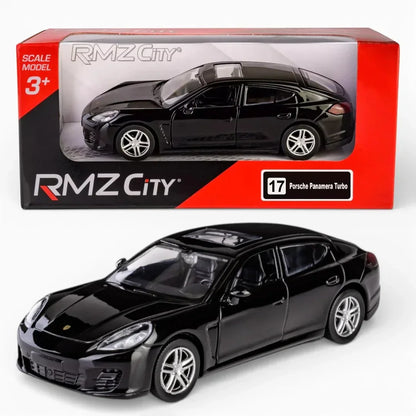 RMZ City Porsche Panamera Turbo 1:36 Die-Cast Car | Pull Back & Go | Openable Doors | Red / Black