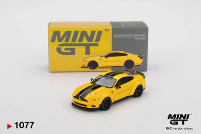 Mini GT 1:64 LB-WORKS Ford Mustang Triple Yellow Die-Cast Collector Car Model