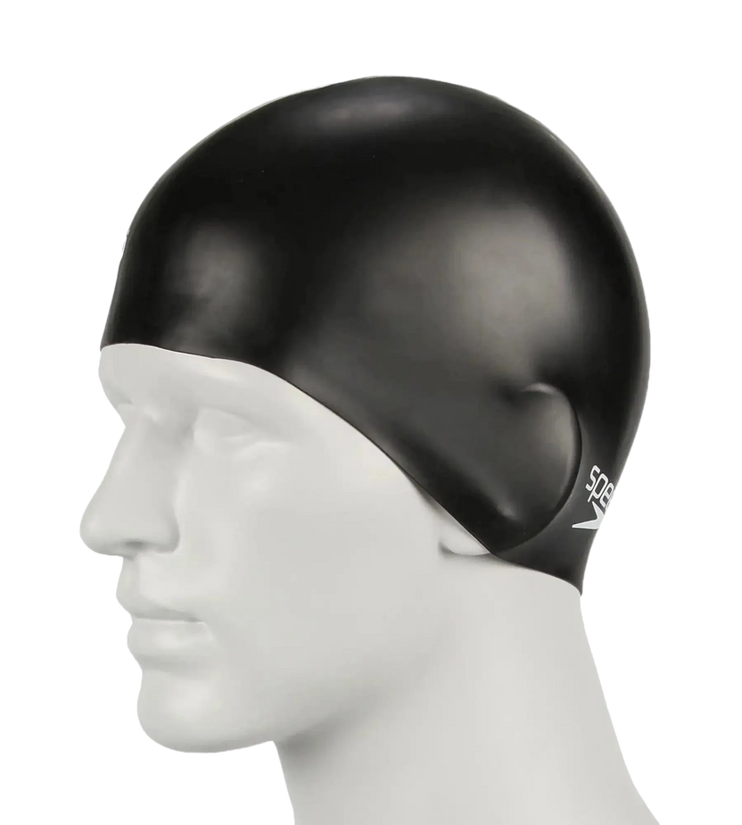 Speedo Unisex Flat Silicone Swim Cap, Lightweight Latex-Free Snag-Free Swimming Cap for Men and Women – Black