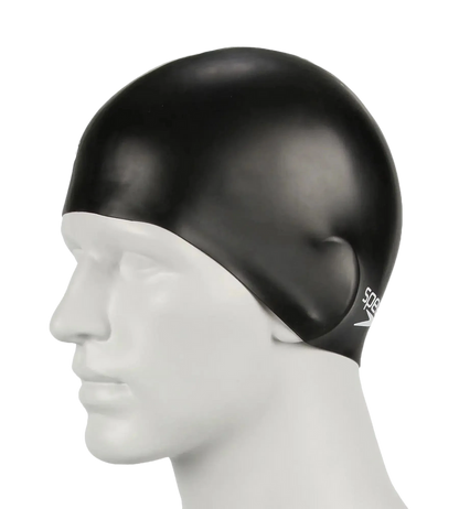 Speedo Unisex Flat Silicone Swim Cap, Lightweight Latex-Free Snag-Free Swimming Cap for Men and Women – Black