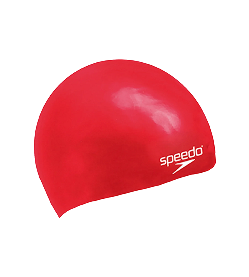 Speedo Unisex Kids Moulded Silicone Swim Cap, Chlorine-Resistant Snag-Free Swimming Cap for Boys and Girls – Red