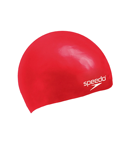 Speedo Unisex Kids Moulded Silicone Swim Cap, Chlorine-Resistant Snag-Free Swimming Cap for Boys and Girls – Red