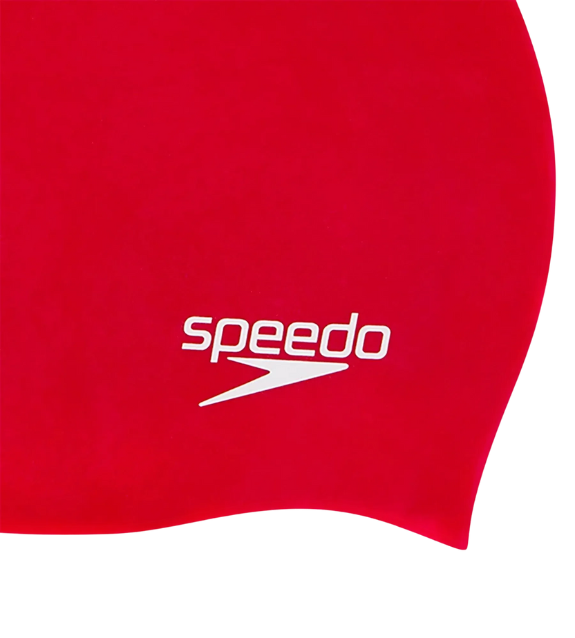 Speedo Unisex Kids Moulded Silicone Swim Cap, Chlorine-Resistant Snag-Free Swimming Cap for Boys and Girls – Red