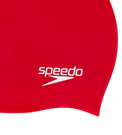 Speedo Unisex Kids Moulded Silicone Swim Cap, Chlorine-Resistant Snag-Free Swimming Cap for Boys and Girls – Red