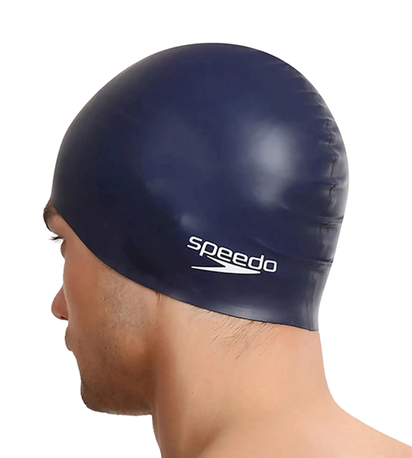 Speedo Unisex Flat Silicone Swim Cap, Lightweight Latex-Free Snag-Free Swimming Cap for Men and Women – Navy