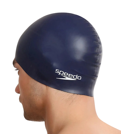 Speedo Unisex Flat Silicone Swim Cap, Lightweight Latex-Free Snag-Free Swimming Cap for Men and Women – Navy