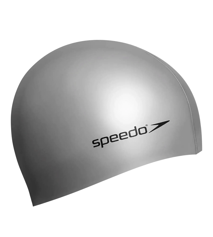Speedo Unisex Flat Silicone Swim Cap, Lightweight Latex-Free Snag-Free Swimming Cap for Men and Women – Silver