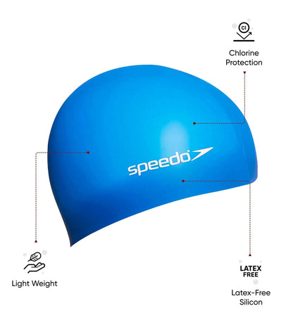 Speedo Unisex Kids Flat Silicone Swim Cap, Lightweight Latex-Free Snag-Free Swimming Cap – Assorted Colours, 1 Piece