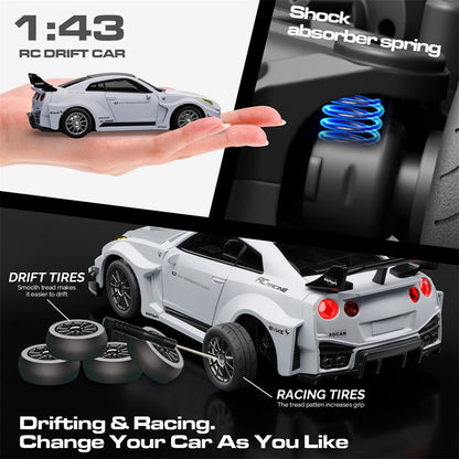 Hstar 1:43 RC Drift Car 2.4GHz 4WD Alloy 20 km/h High-Speed RC Racing Car with Gyro