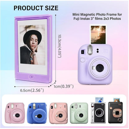 Accessories Bundle - Macaron Coloured Fridge Magnetic Photo Frame + 20 Photo Shot - For Fujifilm Instax Mini 12