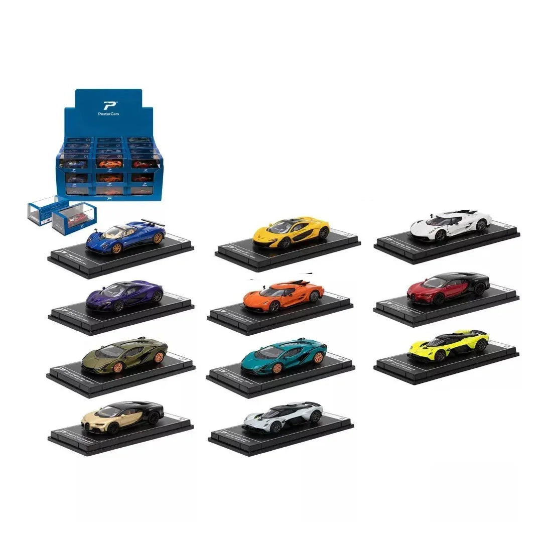 PosterCars 1:64 Hypercar League Collection – 11-Piece Diecast Supercar Set (Pagani, McLaren, Koenigsegg, Lamborghini, Bugatti, Aston Martin)