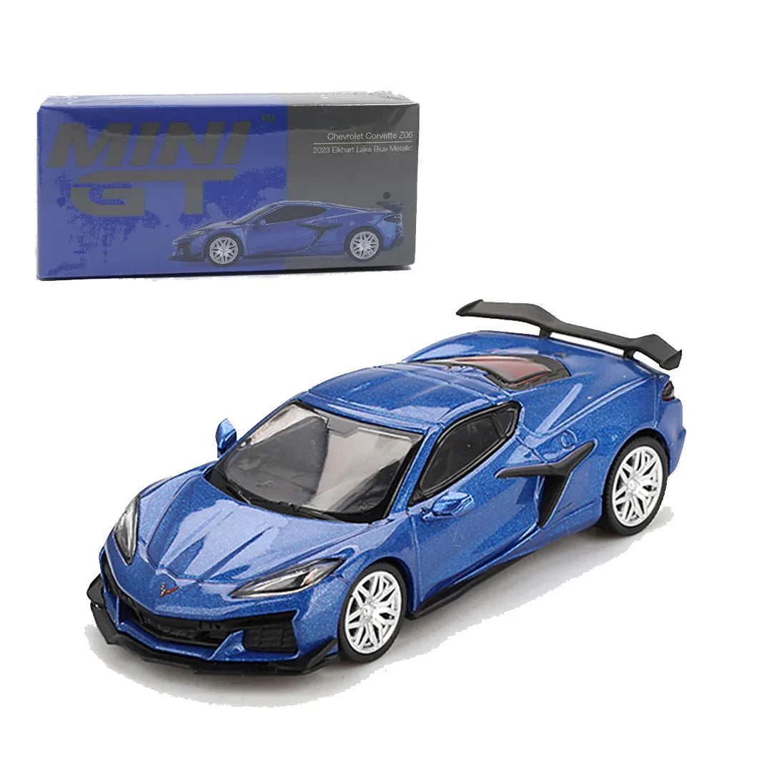 MINI GT Chevrolet Corvette Z06 (2023) – Elkhart Lake Blue Metallic | 1:64 Scale Diecast Model Car - Jaiman Toys