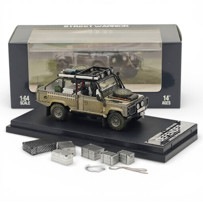Street Weapon 1:64 Land Rover Defender Pick Up – Tomb Raider Movie Version Diecast Model with Accessories & Display Base