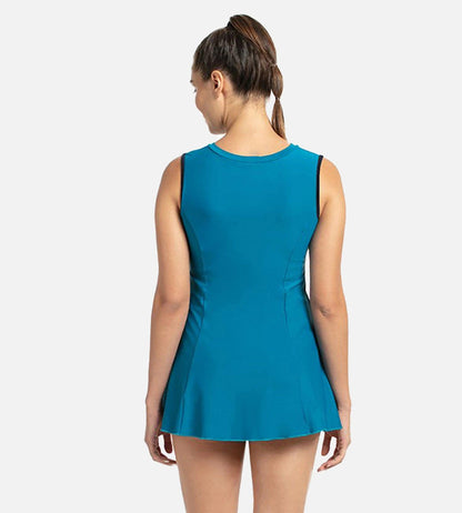 Speedo Closedback Swimdress with Boyleg for Women – Nordic Teal & True Navy | Chlorine Resistant Swimwear with UPF 40+ Protection