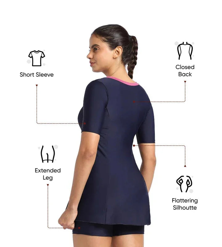 Speedo Women’s Endurance10 UPF 40+ Swimdress – True Navy & Hot Mauve, Size 40 - Jaiman Toys